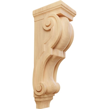 Ekena Millwork 6 1/2"W x 8"D x 22"H Small Jumbo Traditional Wood Corbel, Red Oak CORW07X08X22TRRO